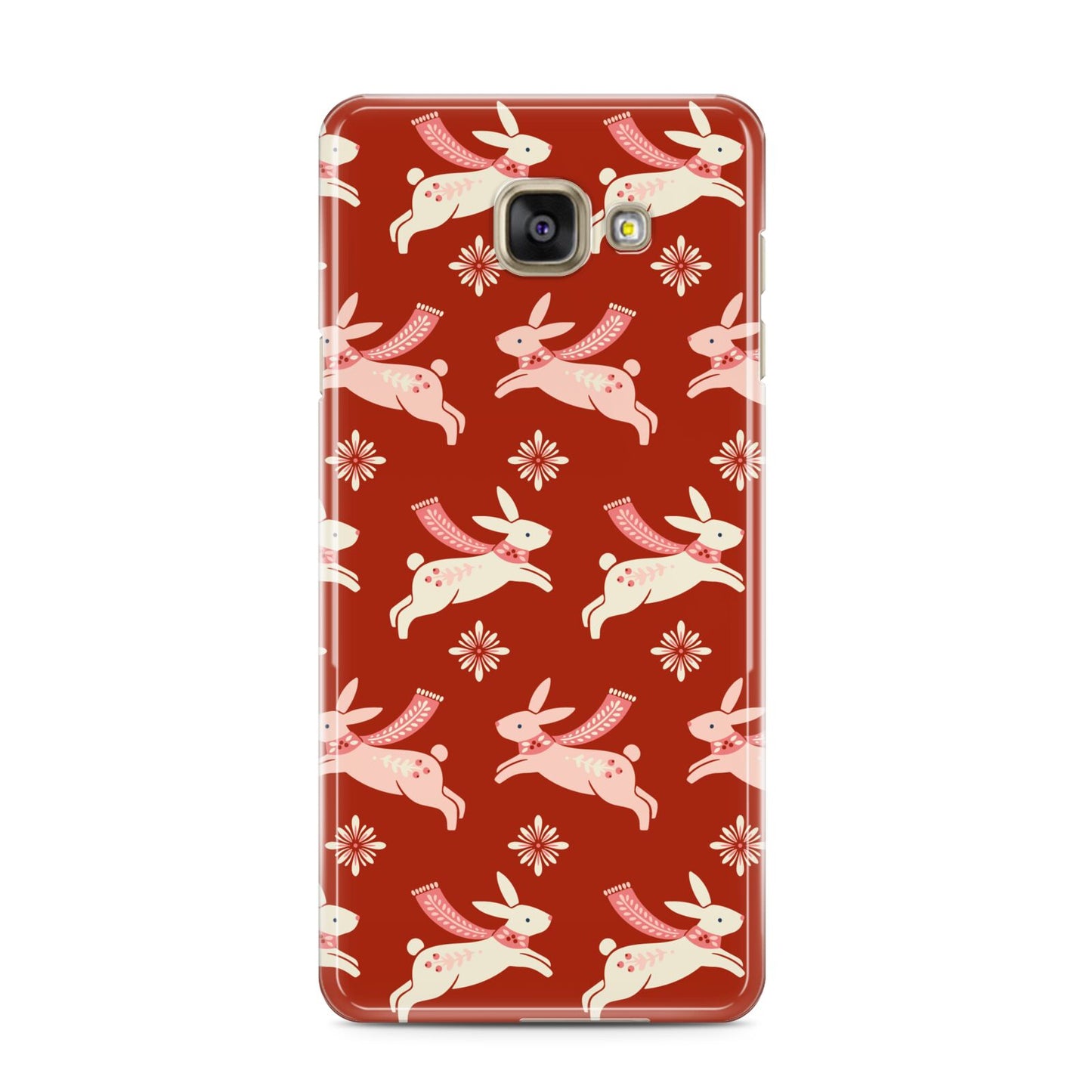 Christmas Rabbit Samsung Galaxy A3 2016 Case on gold phone