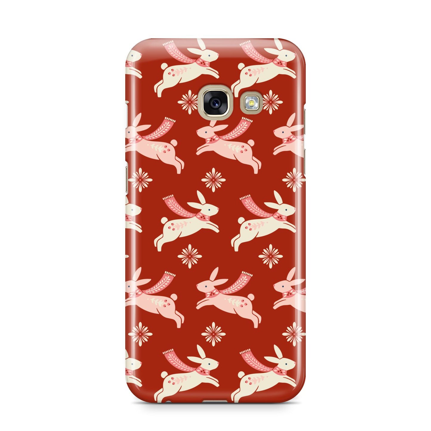 Christmas Rabbit Samsung Galaxy A3 2017 Case on gold phone