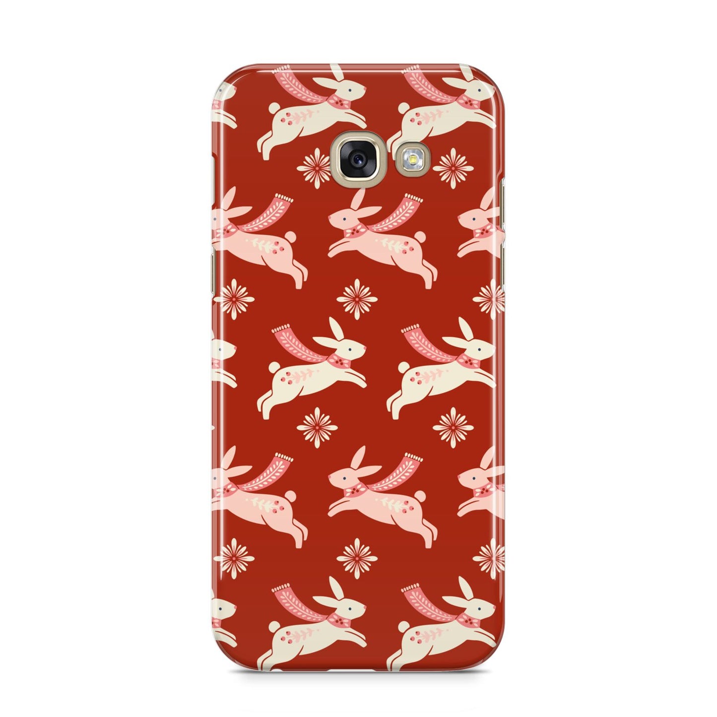 Christmas Rabbit Samsung Galaxy A5 2017 Case on gold phone