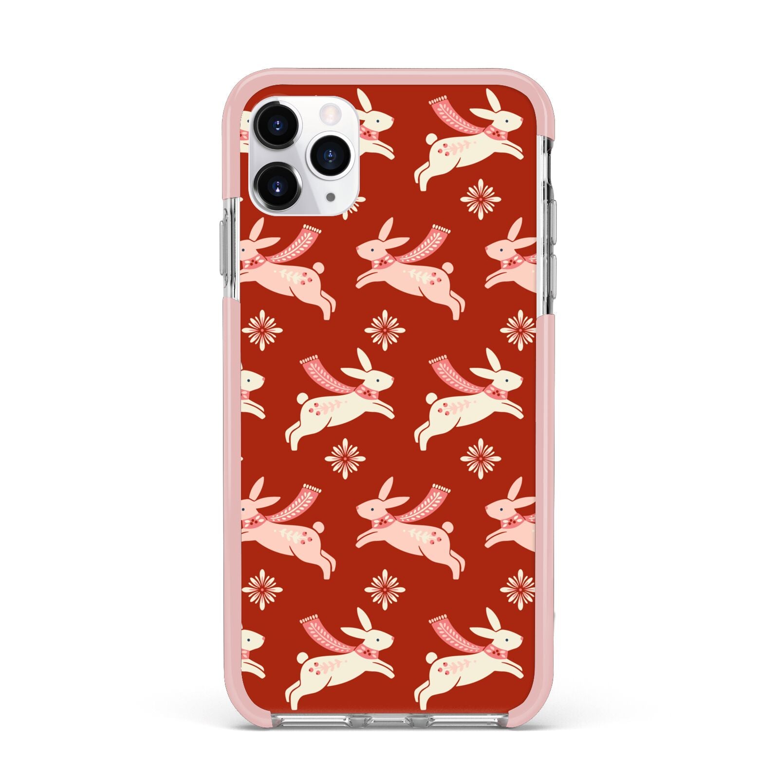 Christmas Rabbit iPhone 11 Pro Max Impact Pink Edge Case