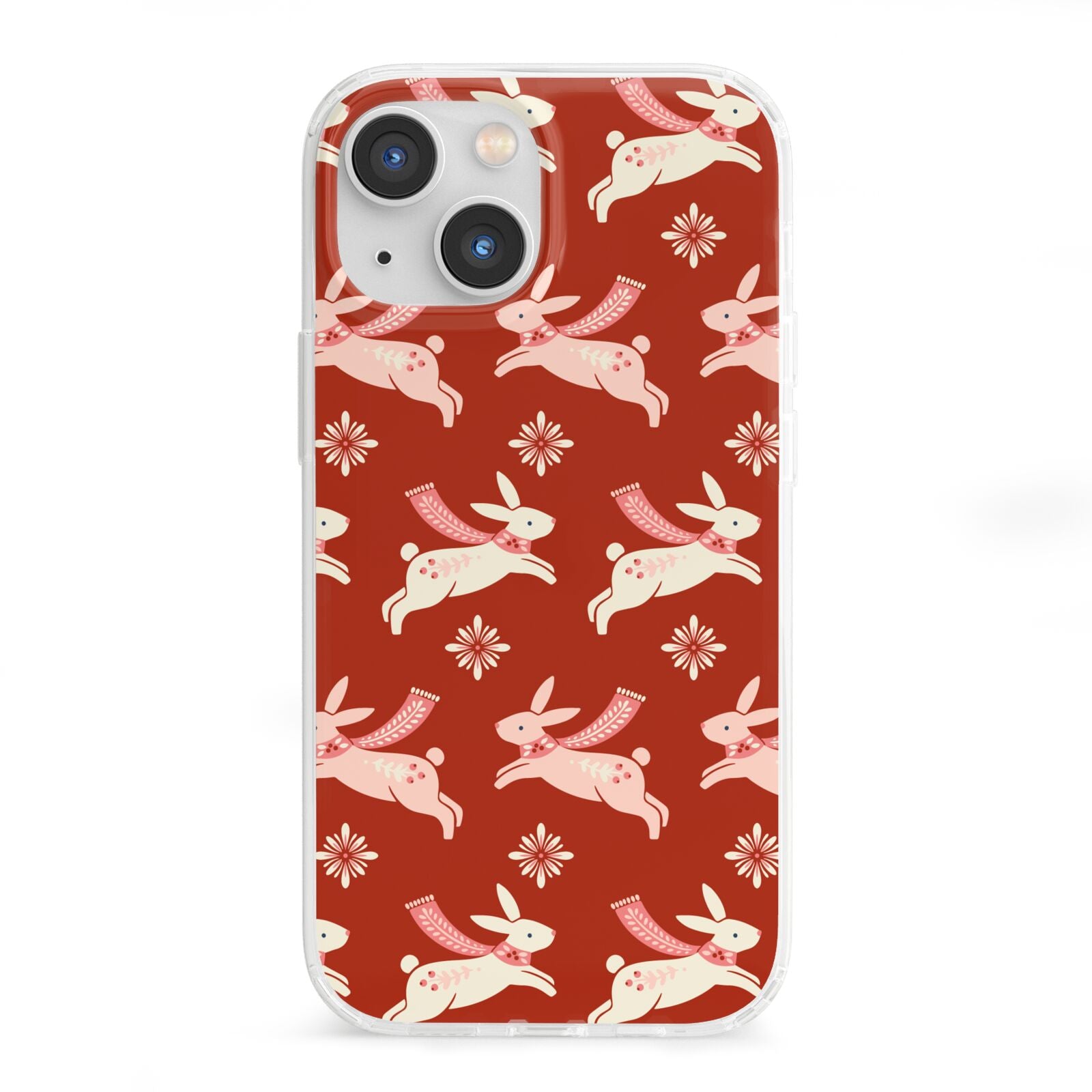 Christmas Rabbit iPhone 13 Mini Clear Bumper Case