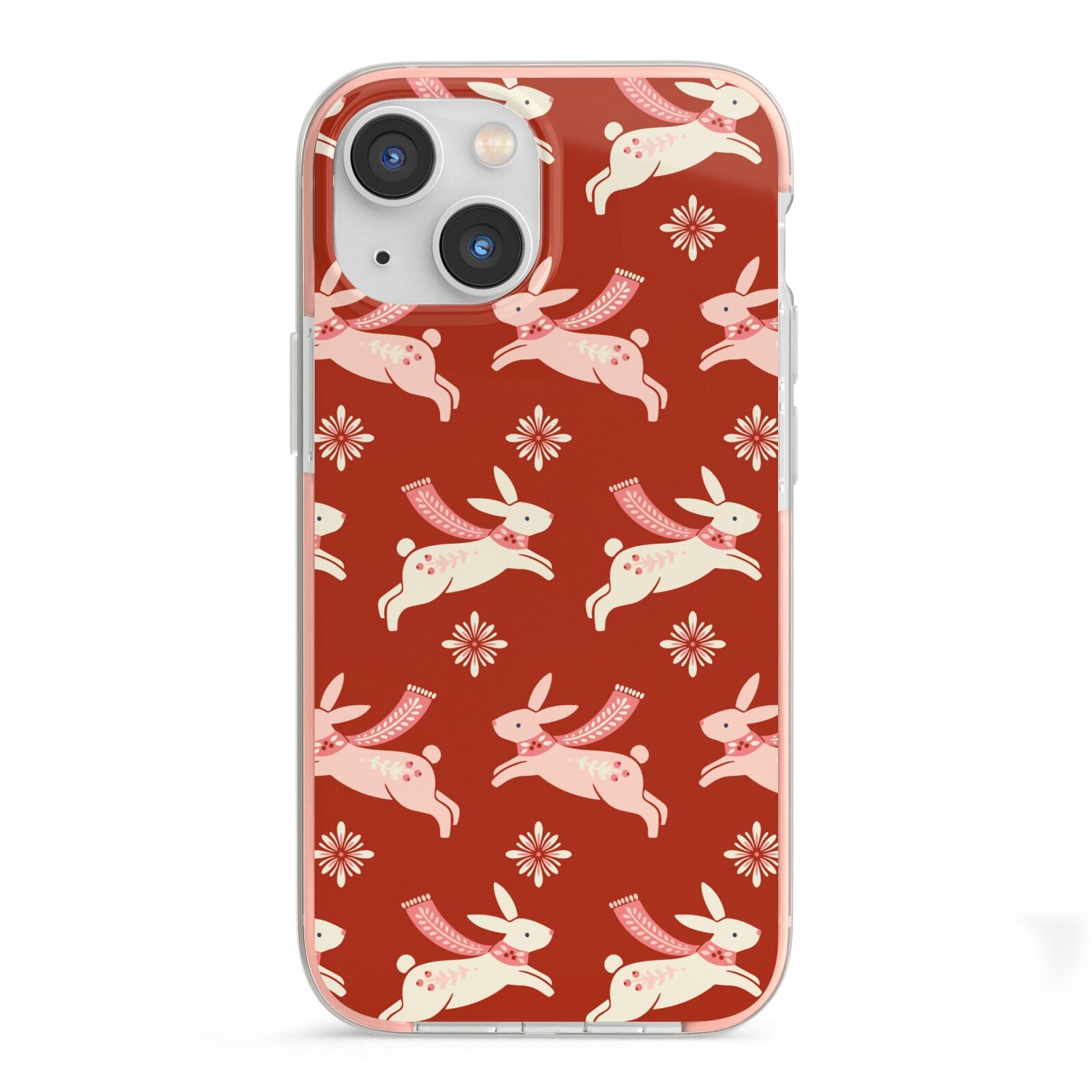Christmas Rabbit iPhone 13 Mini TPU Impact Case with Pink Edges