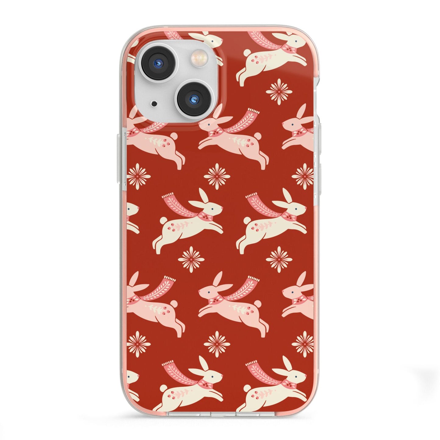 Christmas Rabbit iPhone 13 Mini TPU Impact Case with Pink Edges