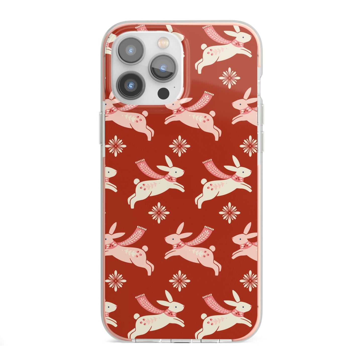 Christmas Rabbit iPhone 13 Pro Max TPU Impact Case with Pink Edges