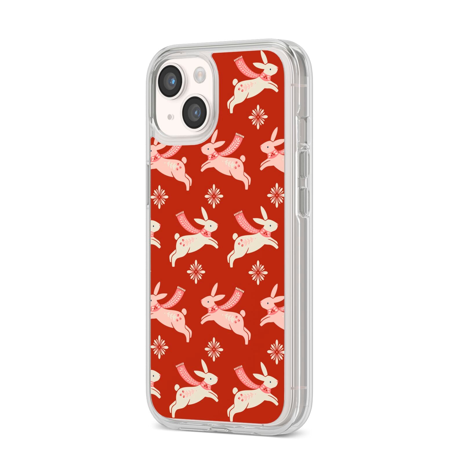 Christmas Rabbit iPhone 14 Clear Tough Case Starlight Angled Image