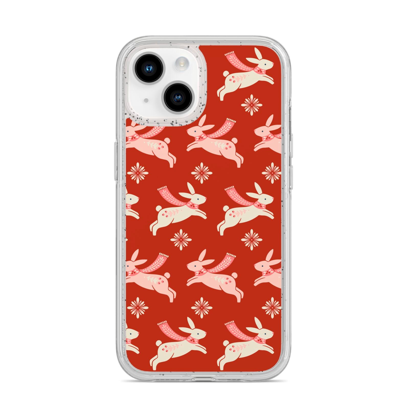Christmas Rabbit iPhone 14 Glitter Tough Case Starlight