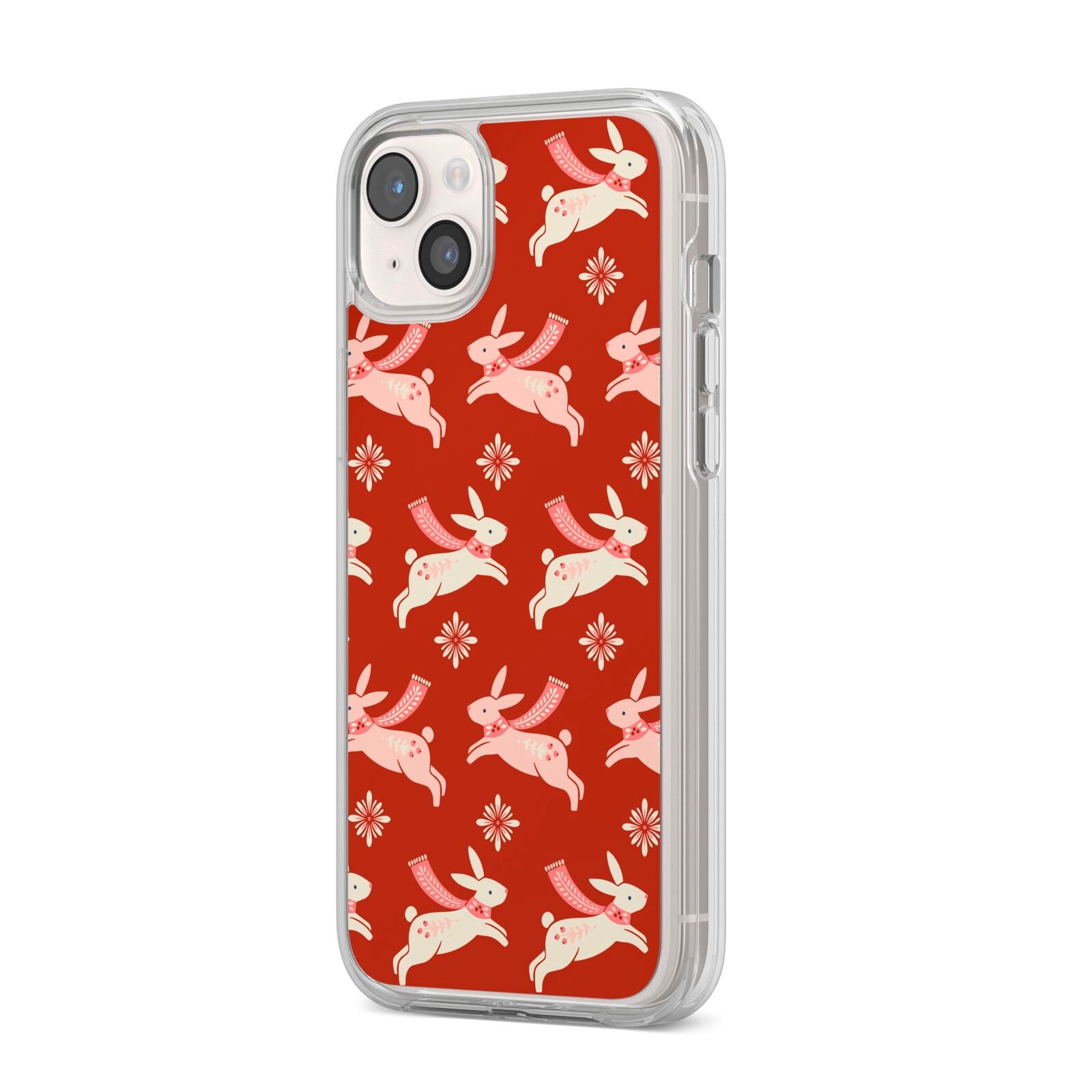 Christmas Rabbit iPhone 14 Plus Clear Tough Case Starlight Angled Image