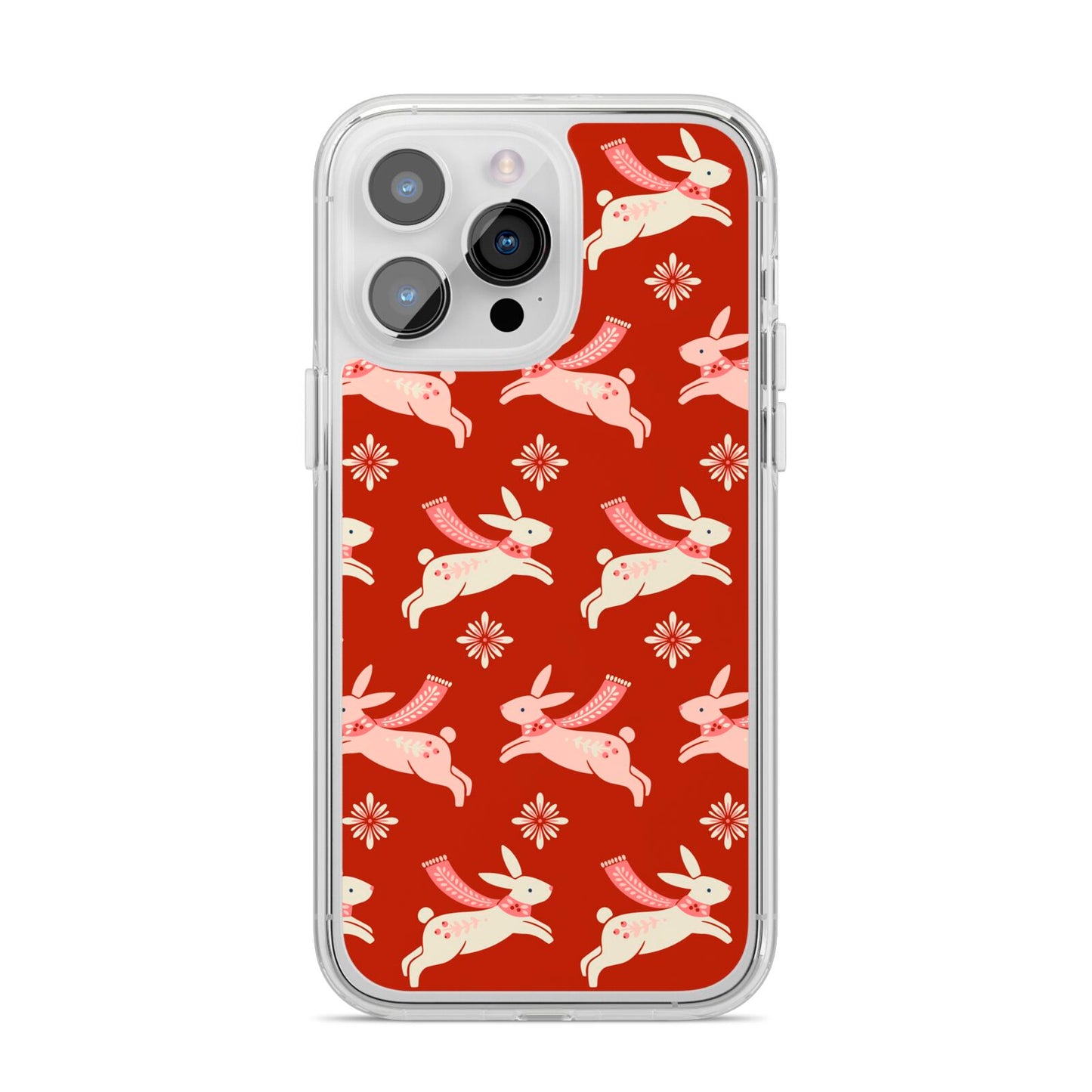 Christmas Rabbit iPhone 14 Pro Max Clear Tough Case Silver