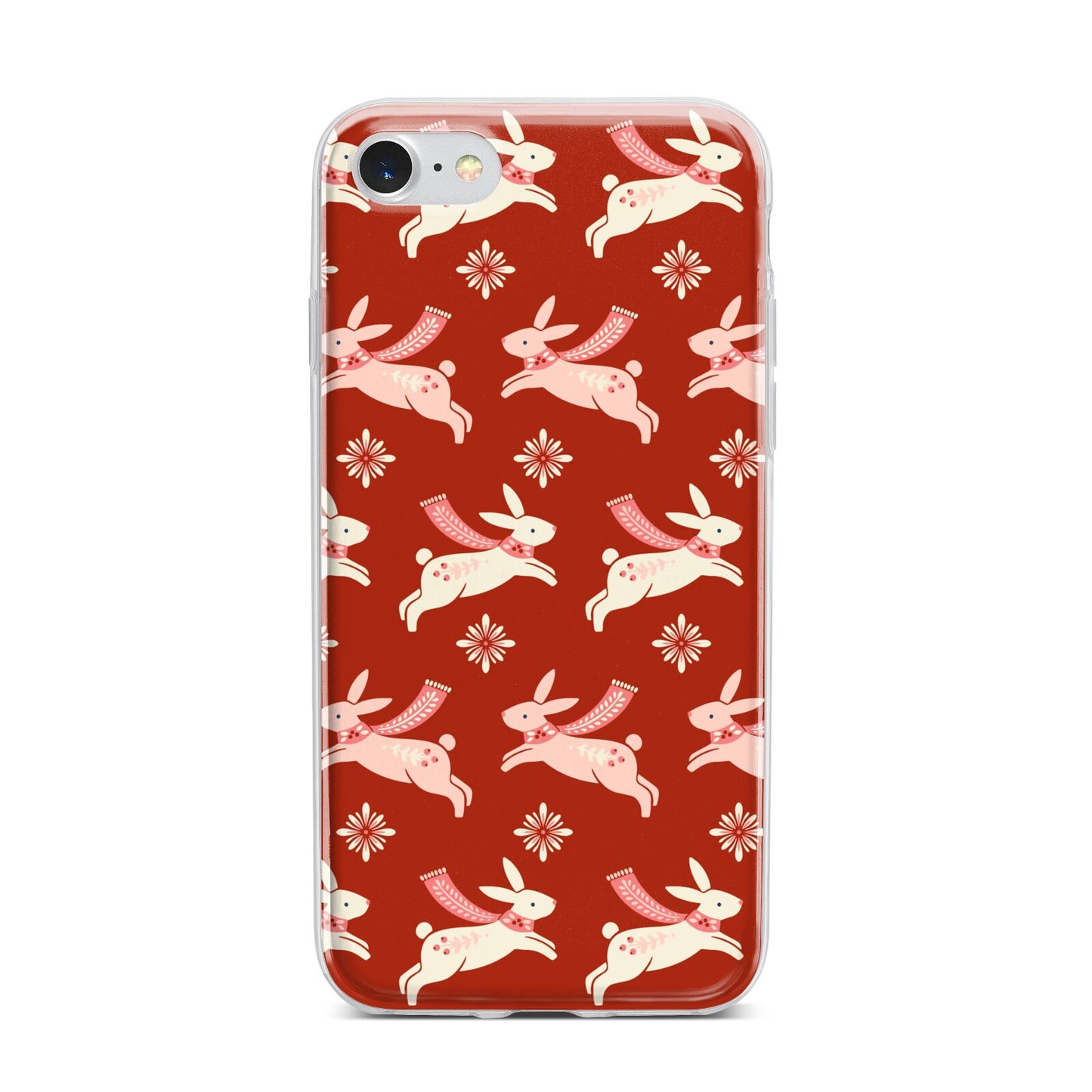 Christmas Rabbit iPhone 7 Bumper Case on Silver iPhone