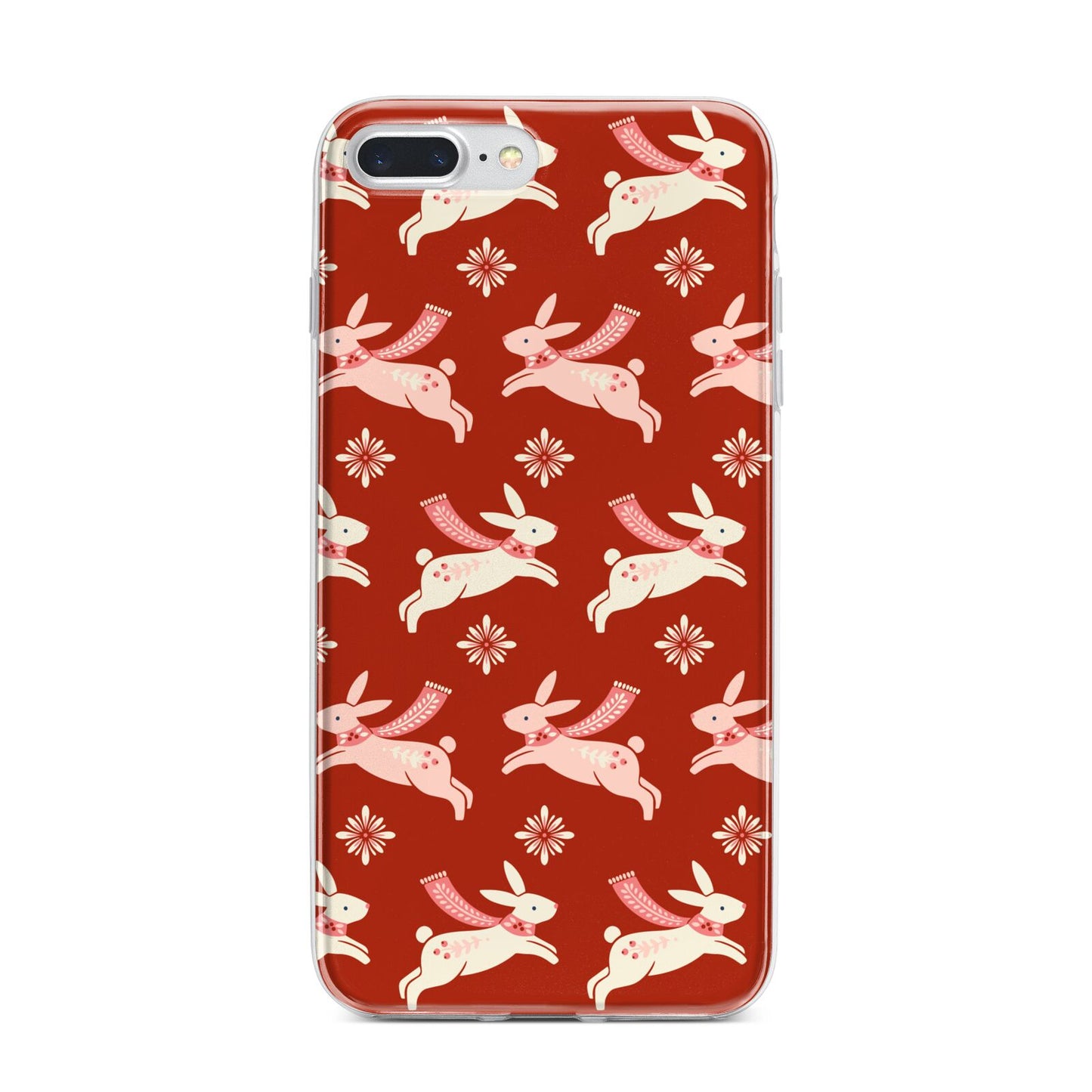 Christmas Rabbit iPhone 7 Plus Bumper Case on Silver iPhone