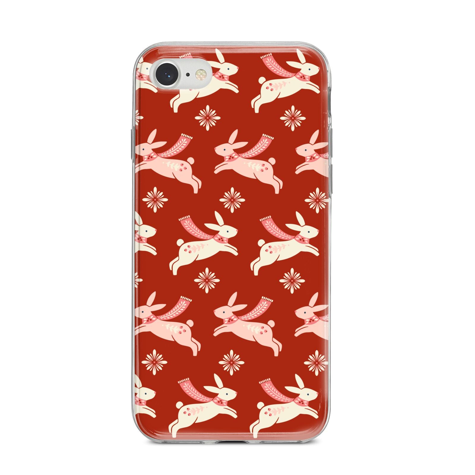 Christmas Rabbit iPhone 8 Bumper Case on Silver iPhone