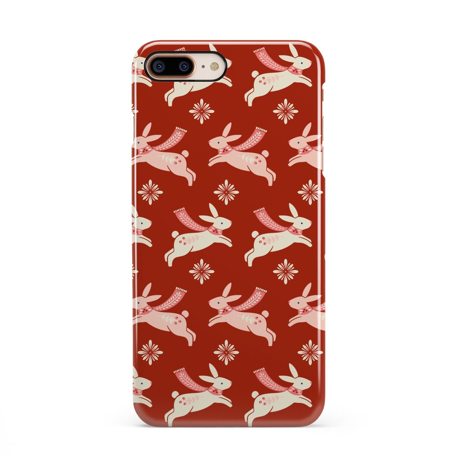 Christmas Rabbit iPhone 8 Plus 3D Snap Case on Gold Phone