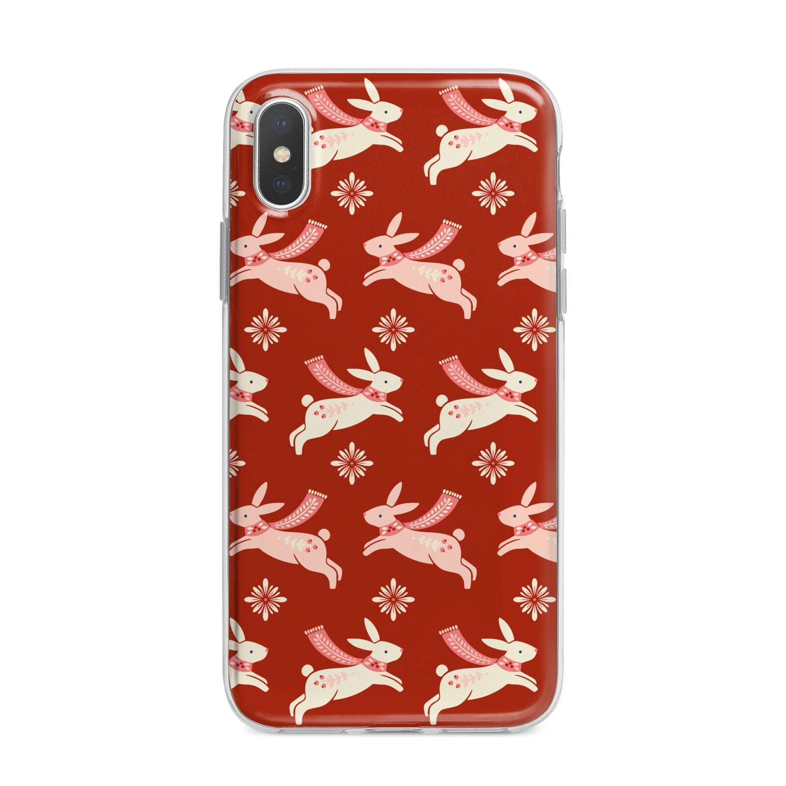 Christmas Rabbit iPhone X Bumper Case on Silver iPhone Alternative Image 1