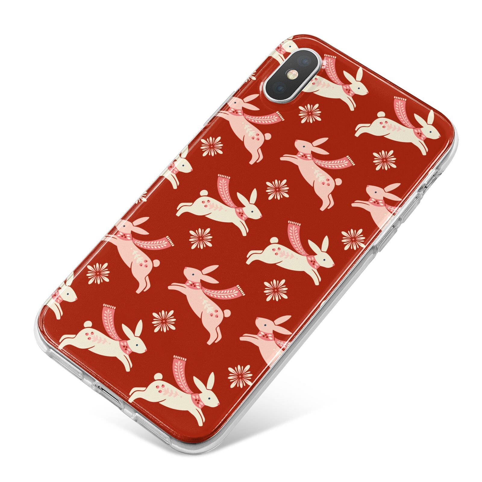 Christmas Rabbit iPhone X Bumper Case on Silver iPhone