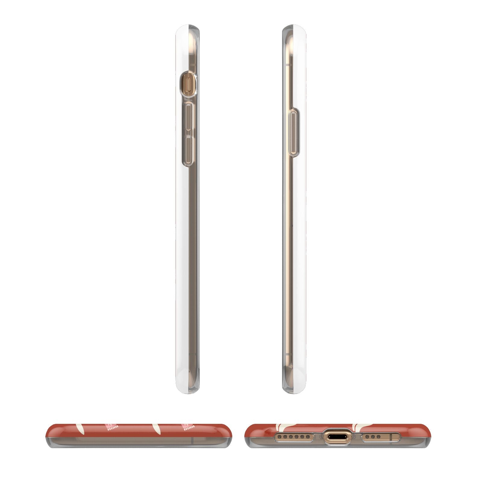 Christmas Rabbit iPhone XS 3D Tough Case in Gold Angled Images