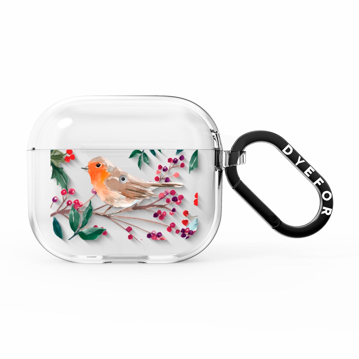 Christmas Robin Floral AirPods Clear Case 3rd Gen