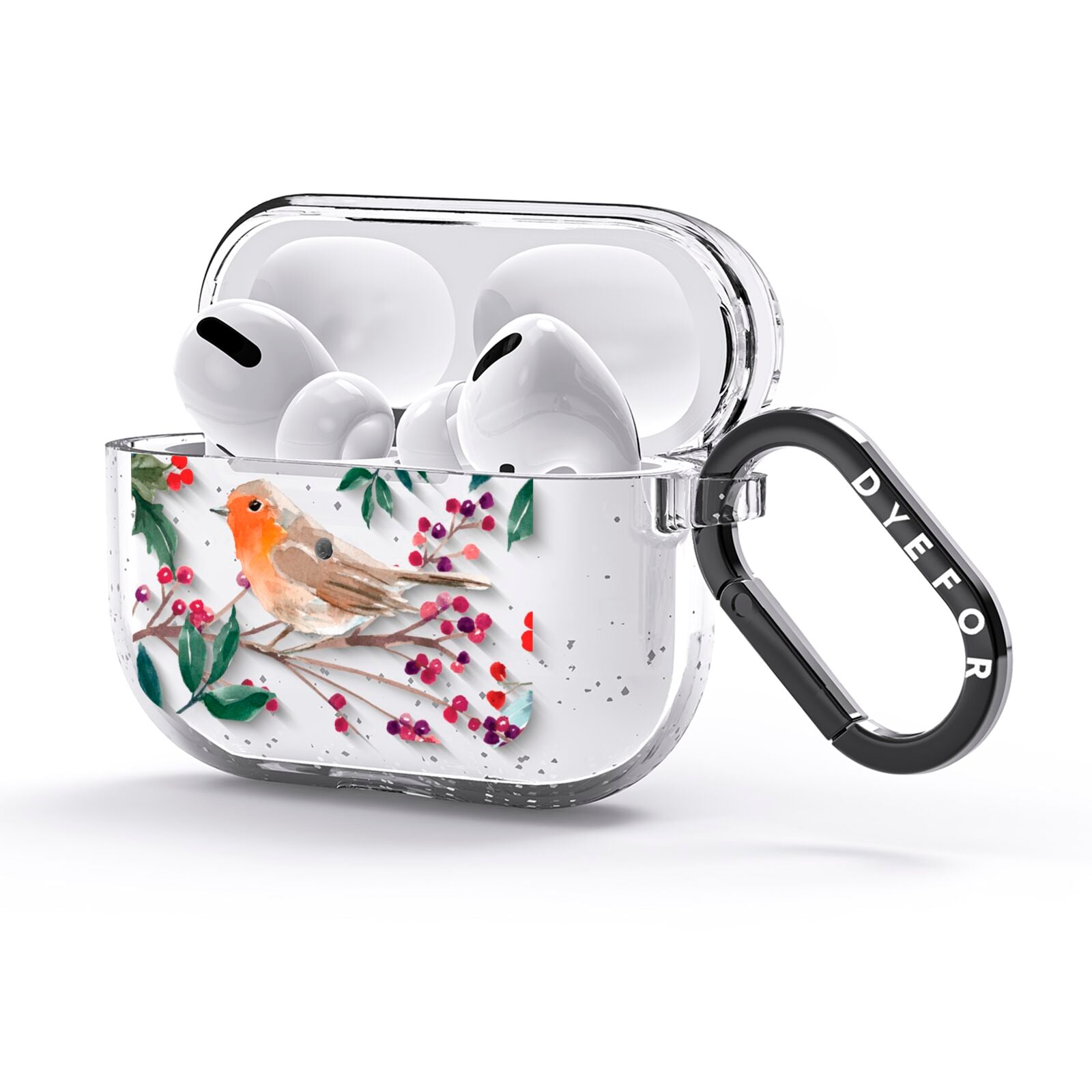 Christmas Robin Floral AirPods Glitter Case 3rd Gen Side Image