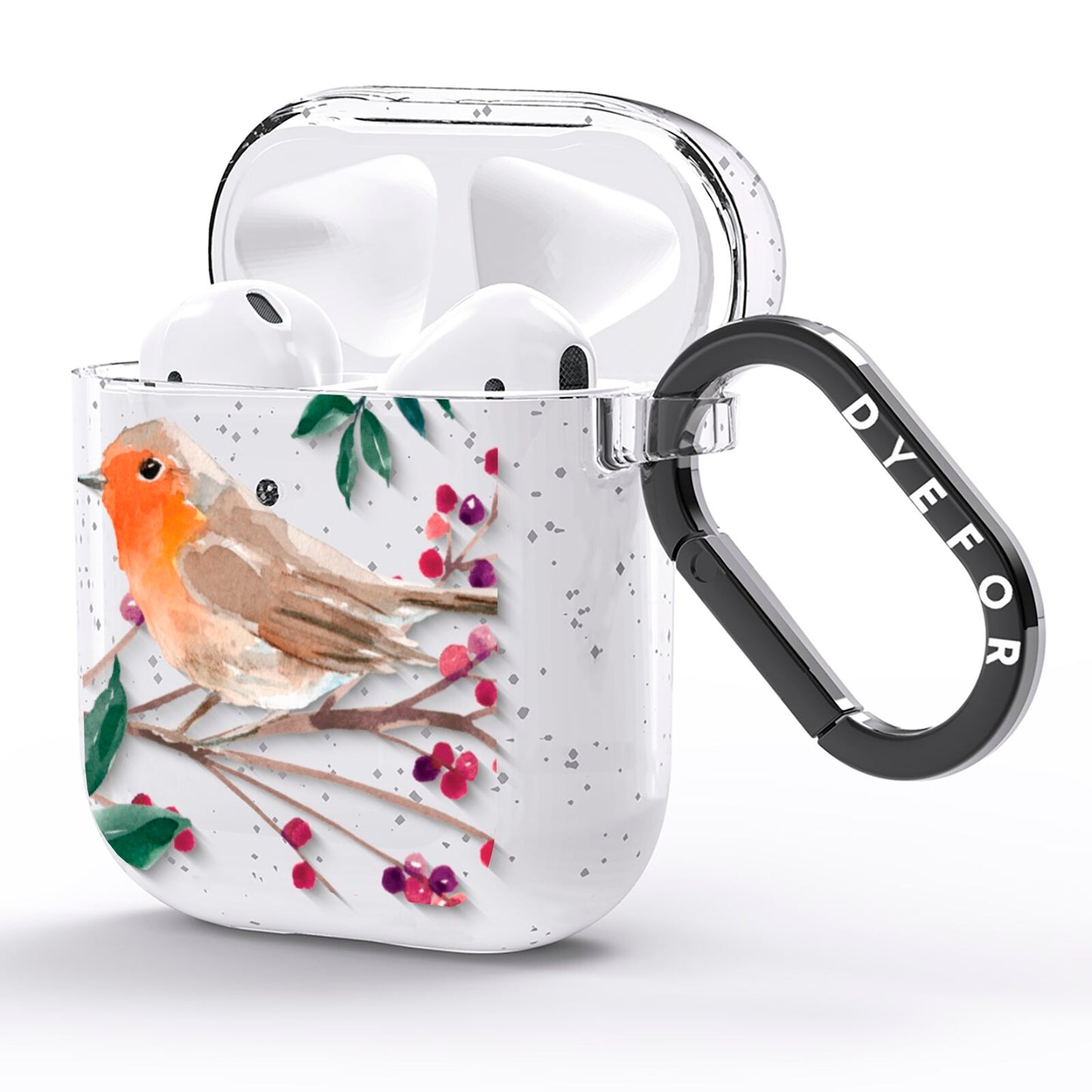 Christmas Robin Floral AirPods Glitter Case Side Image