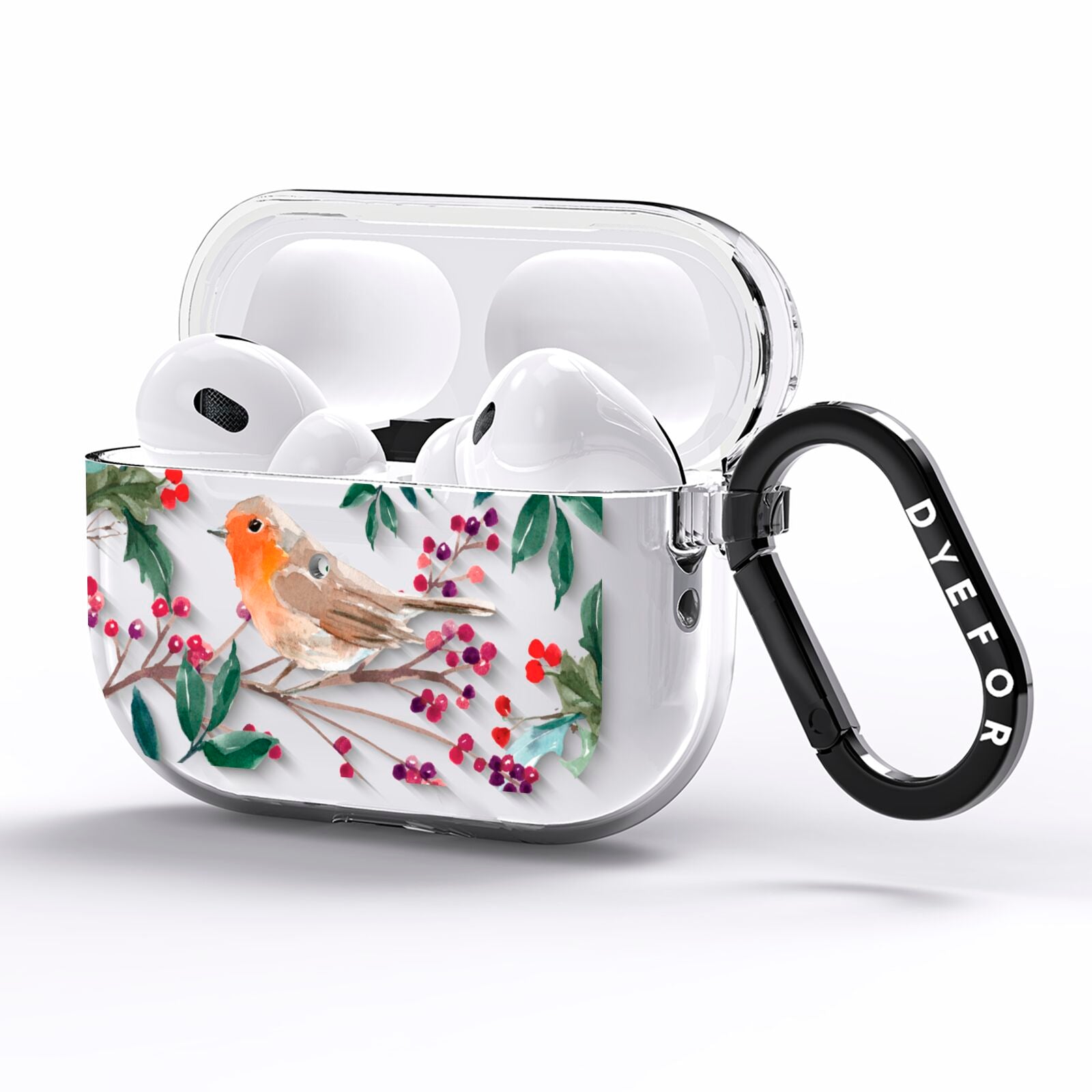 Christmas Robin Floral AirPods Pro Clear Case Side Image