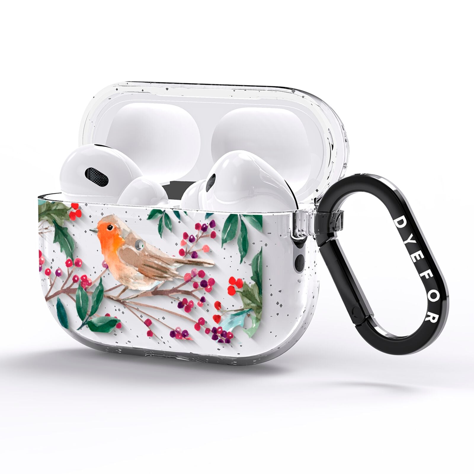Christmas Robin Floral AirPods Pro Glitter Case Side Image
