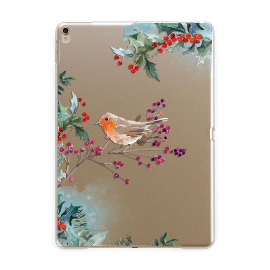 Christmas Robin Floral Apple iPad Gold Case