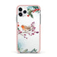 Christmas Robin Floral Apple iPhone 11 Pro in Silver with Pink Impact Case