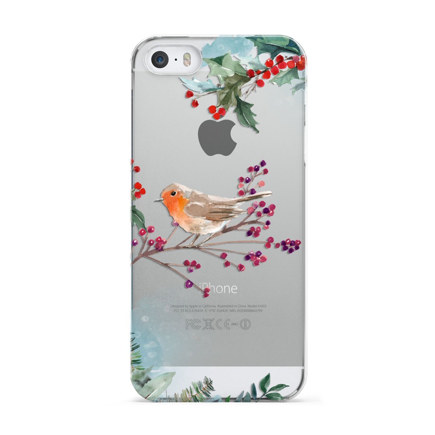 Christmas Robin Floral Apple iPhone 5 Case