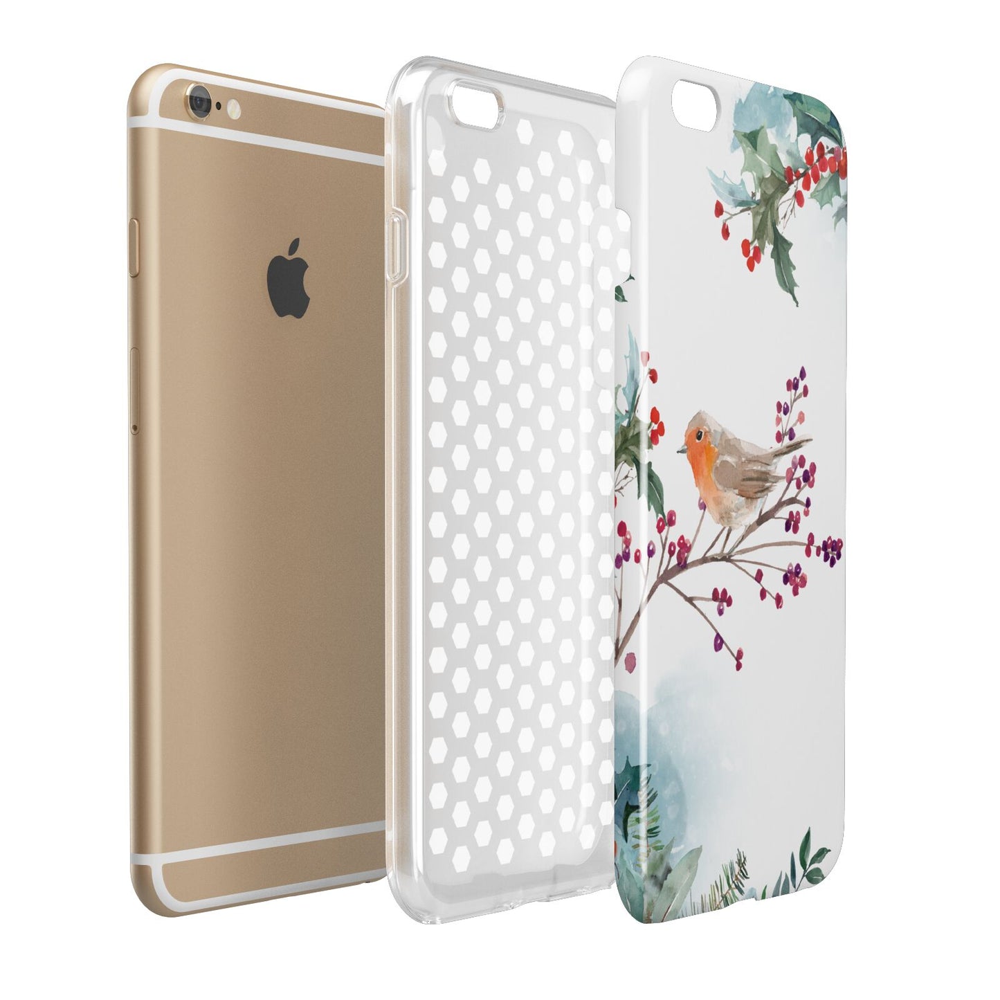 Christmas Robin Floral Apple iPhone 6 Plus 3D Tough Case Expand Detail Image