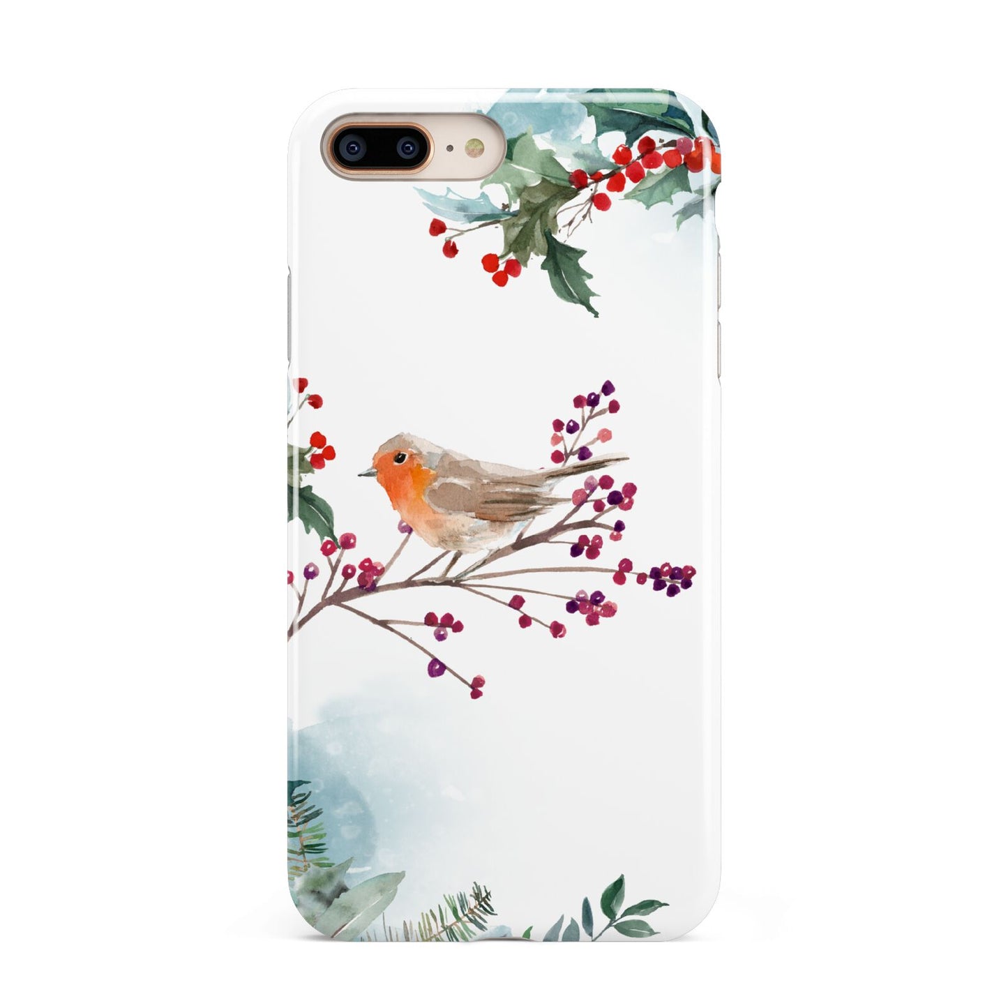 Christmas Robin Floral Apple iPhone 7 8 Plus 3D Tough Case