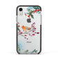 Christmas Robin Floral Apple iPhone XR Impact Case Black Edge on Silver Phone
