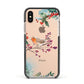 Christmas Robin Floral Apple iPhone Xs Impact Case Black Edge on Gold Phone