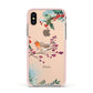 Christmas Robin Floral Apple iPhone Xs Impact Case Pink Edge on Gold Phone