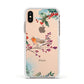 Christmas Robin Floral Apple iPhone Xs Impact Case White Edge on Gold Phone