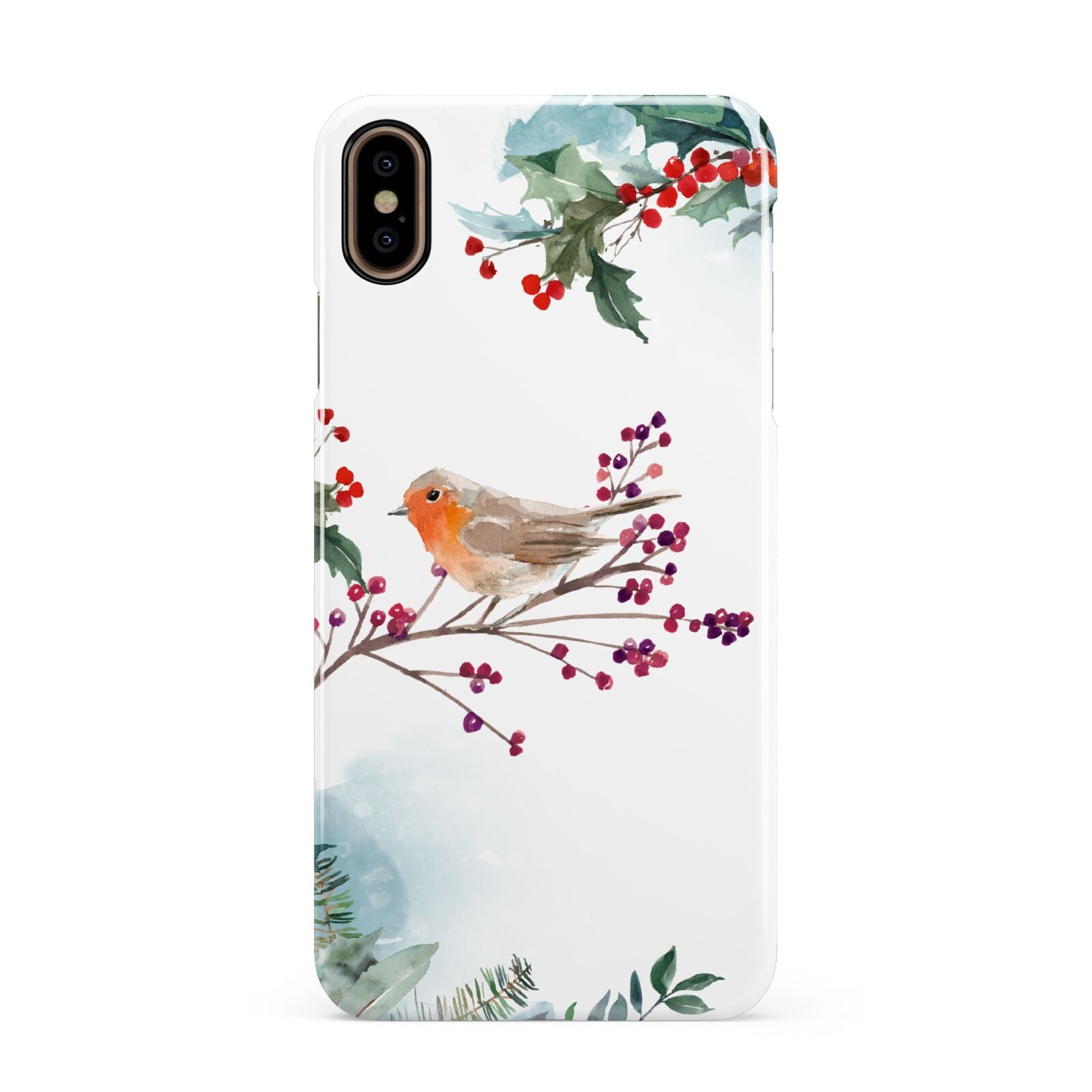 Christmas Robin Floral Apple iPhone Xs Max 3D Snap Case