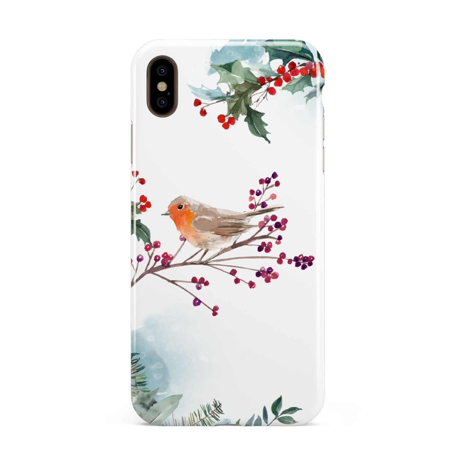 Christmas Robin Floral Apple iPhone Xs Max 3D Tough Case