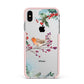 Christmas Robin Floral Apple iPhone Xs Max Impact Case Pink Edge on Silver Phone