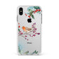 Christmas Robin Floral Apple iPhone Xs Max Impact Case White Edge on Silver Phone