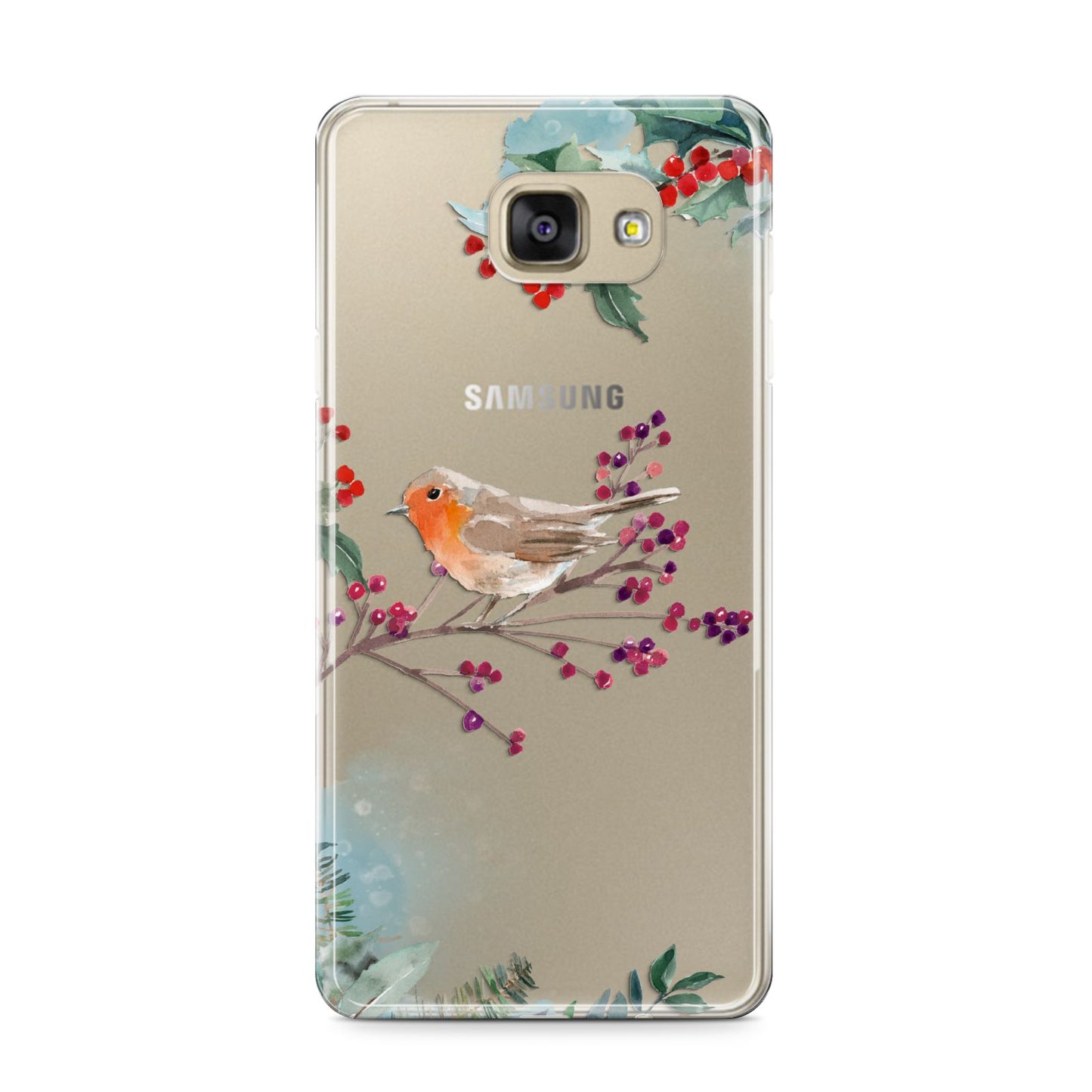 Christmas Robin Floral Samsung Galaxy A9 2016 Case on gold phone