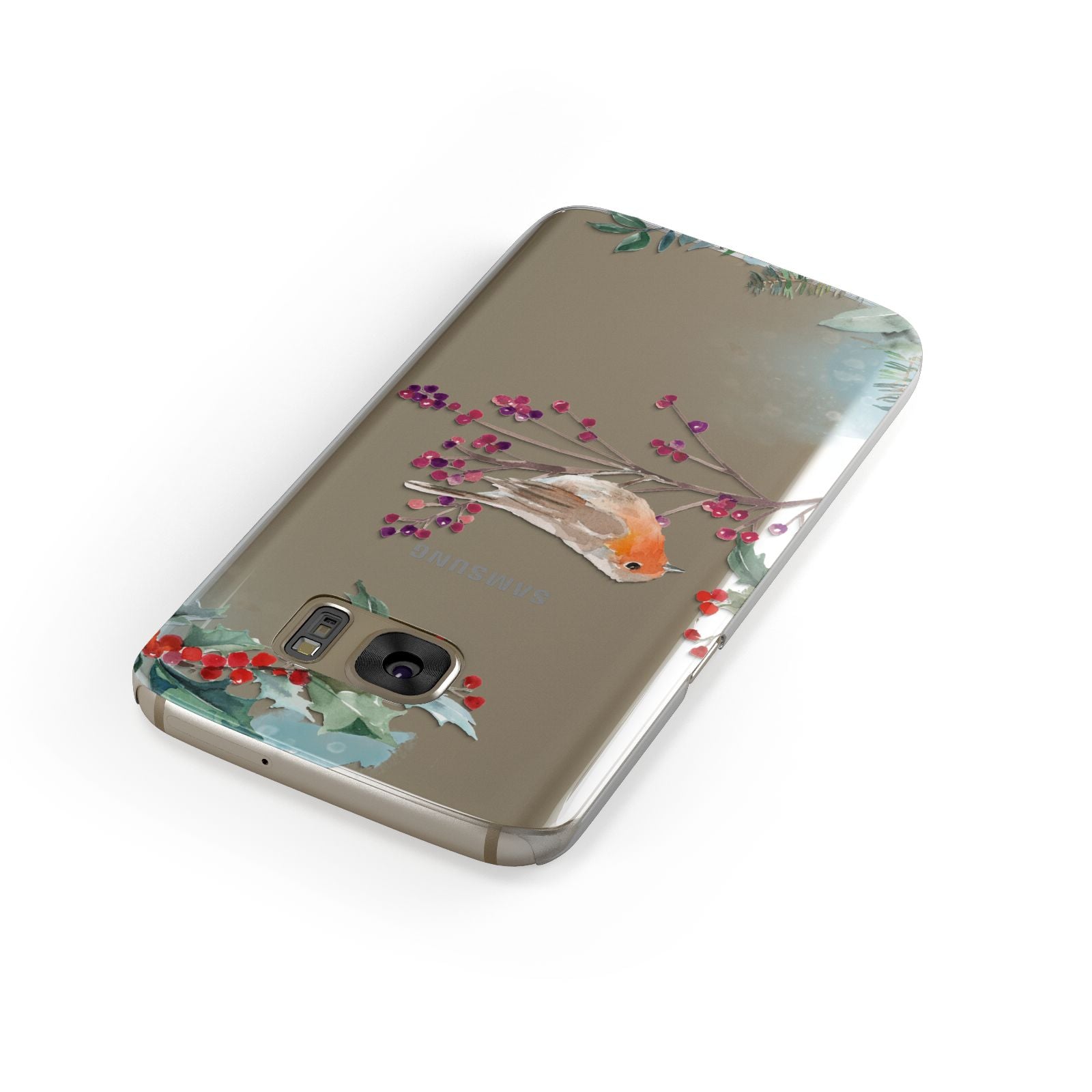 Christmas Robin Floral Samsung Galaxy Case Front Close Up