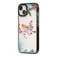 Christmas Robin Floral iPhone 13 Black Impact Case Side Angle on Silver phone