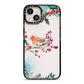 Christmas Robin Floral iPhone 13 Black Impact Case on Silver phone
