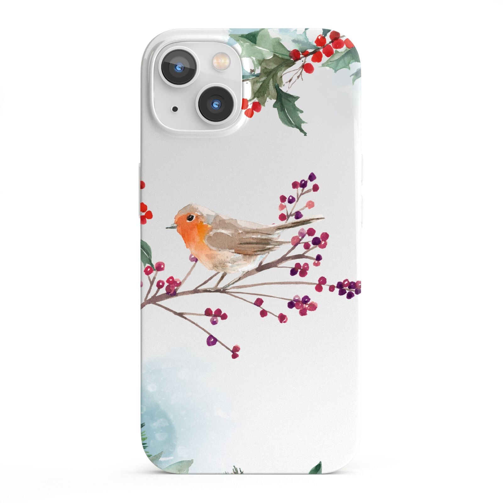 Christmas Robin Floral iPhone 13 Full Wrap 3D Snap Case