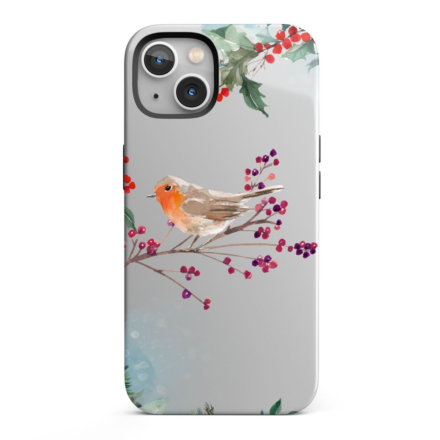 Christmas Robin Floral iPhone 13 Full Wrap 3D Tough Case