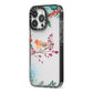 Christmas Robin Floral iPhone 13 Pro Black Impact Case Side Angle on Silver phone