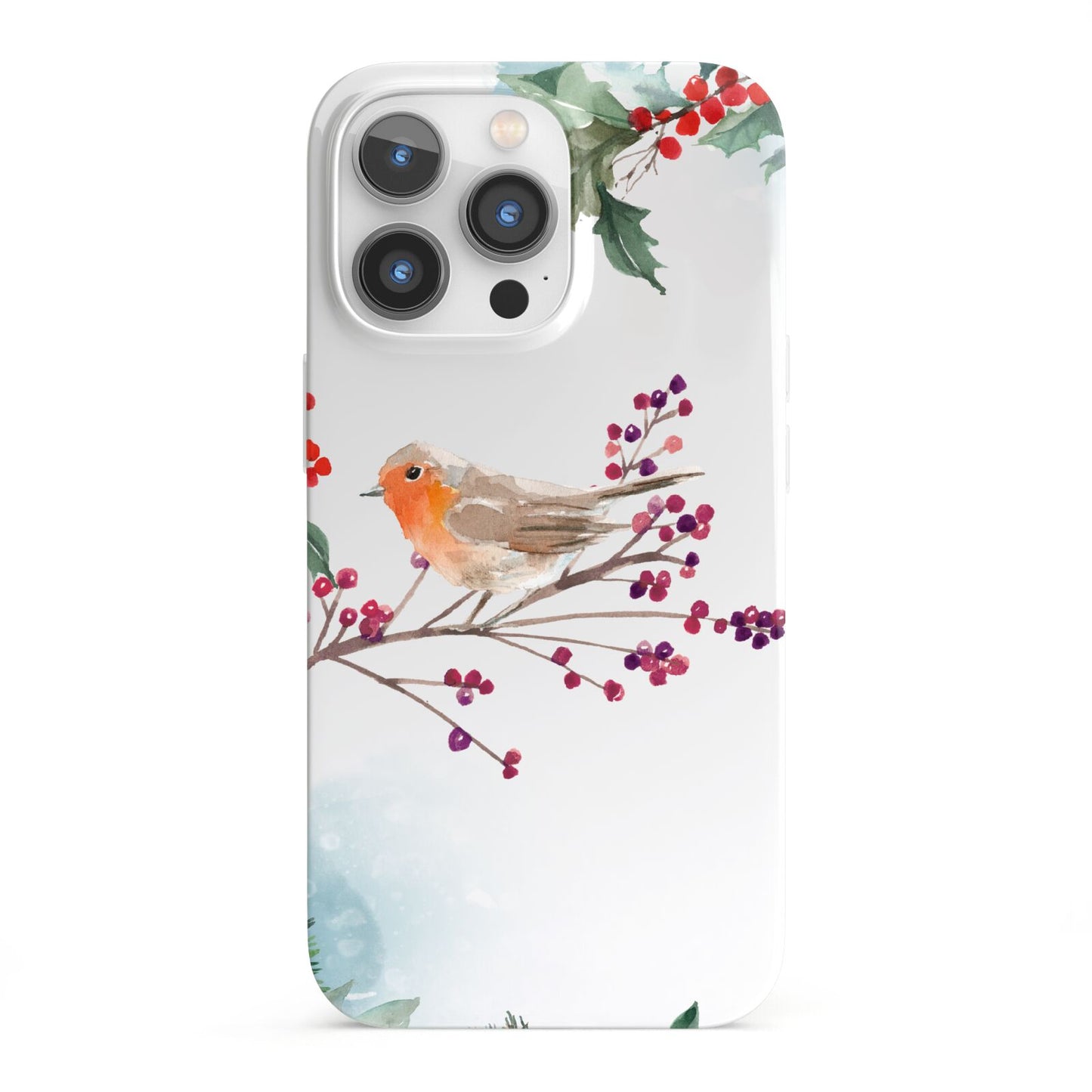 Christmas Robin Floral iPhone 13 Pro Full Wrap 3D Snap Case