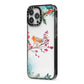Christmas Robin Floral iPhone 13 Pro Max Black Impact Case Side Angle on Silver phone