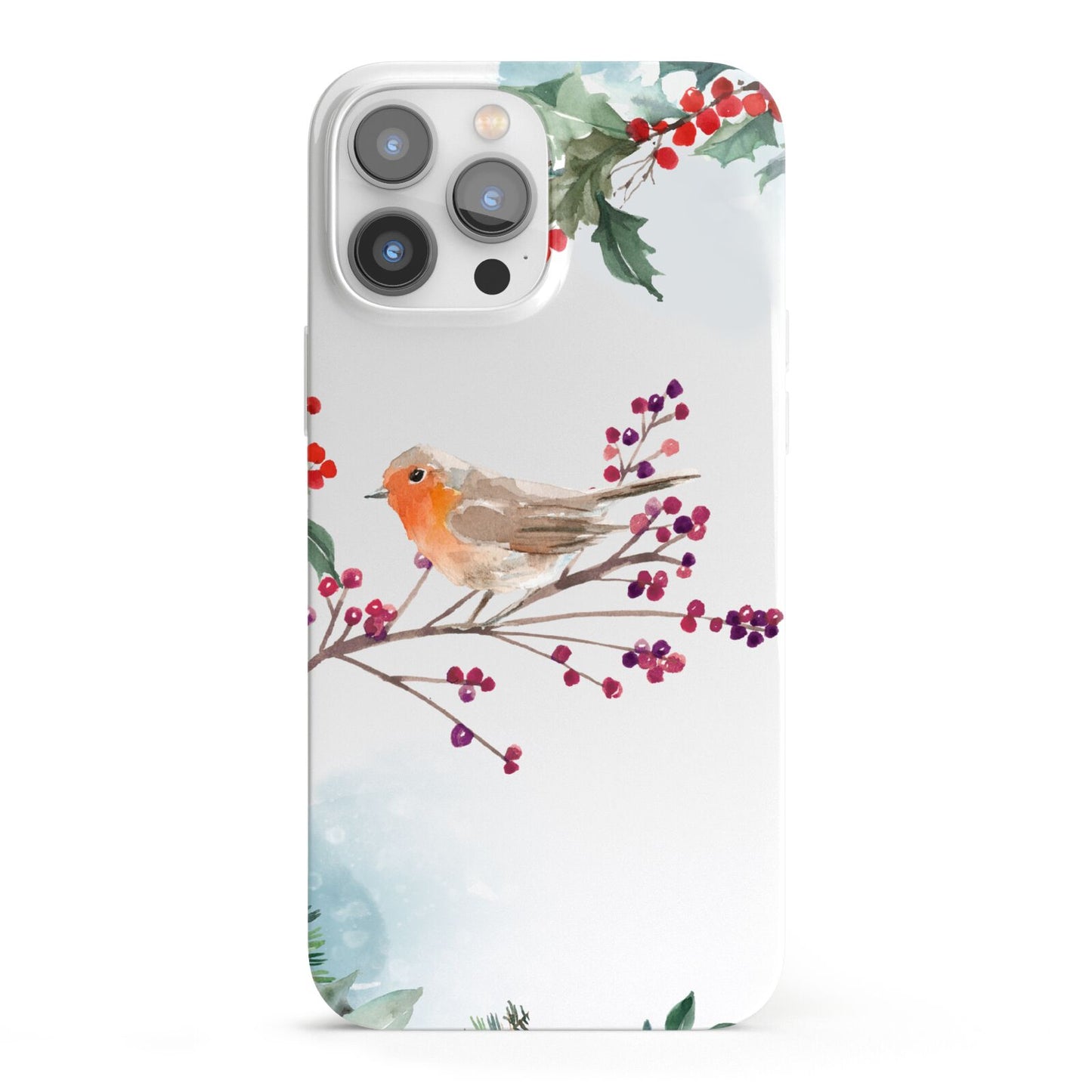 Christmas Robin Floral iPhone 13 Pro Max Full Wrap 3D Snap Case