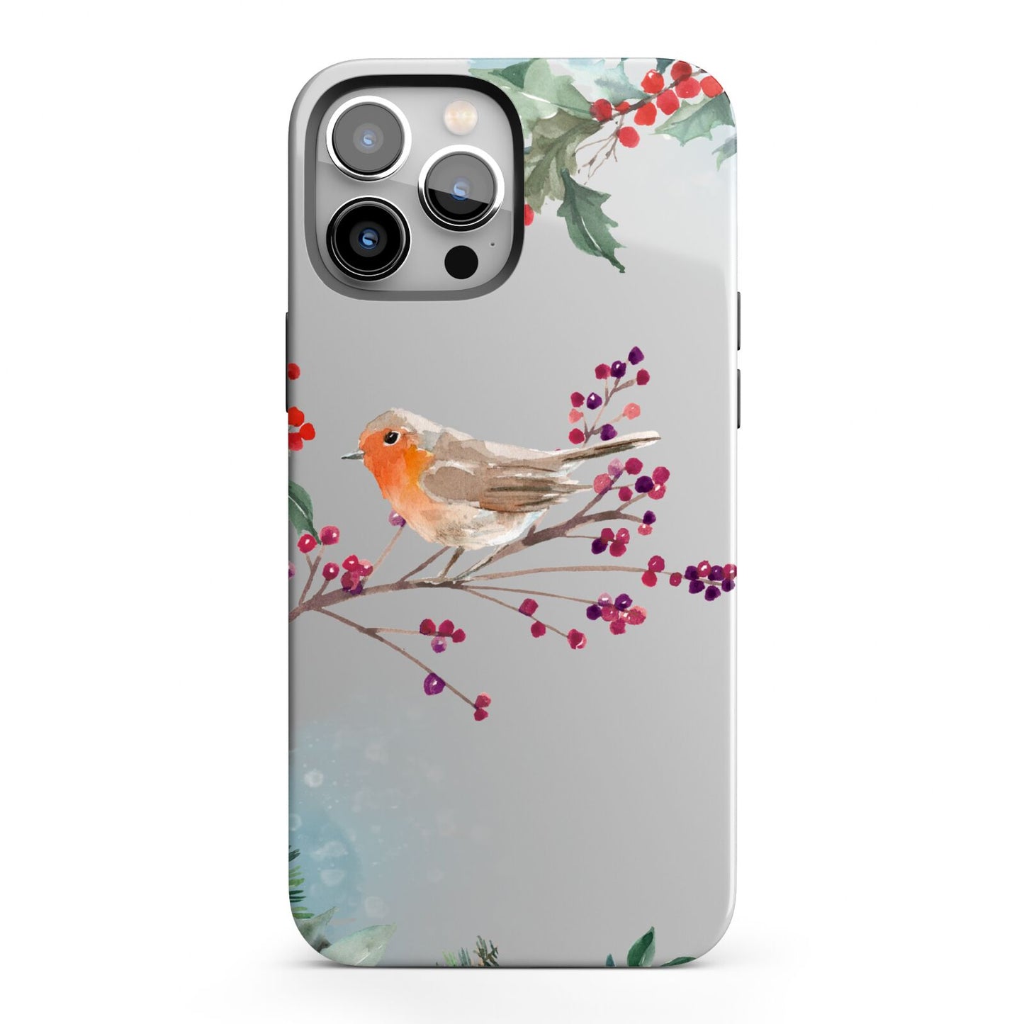 Christmas Robin Floral iPhone 13 Pro Max Full Wrap 3D Tough Case