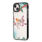 Christmas Robin Floral iPhone 14 Plus Black Impact Case Side Angle on Silver phone