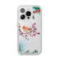 Christmas Robin Floral iPhone 14 Pro Clear Tough Case Silver